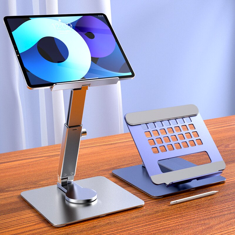 Desk Setup Riser - Aluminum Tablet Stand 360°Rotating Folding Adjustable