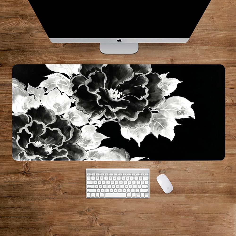 Desk Setup Black And White - Black and White Ink Dyed Peony