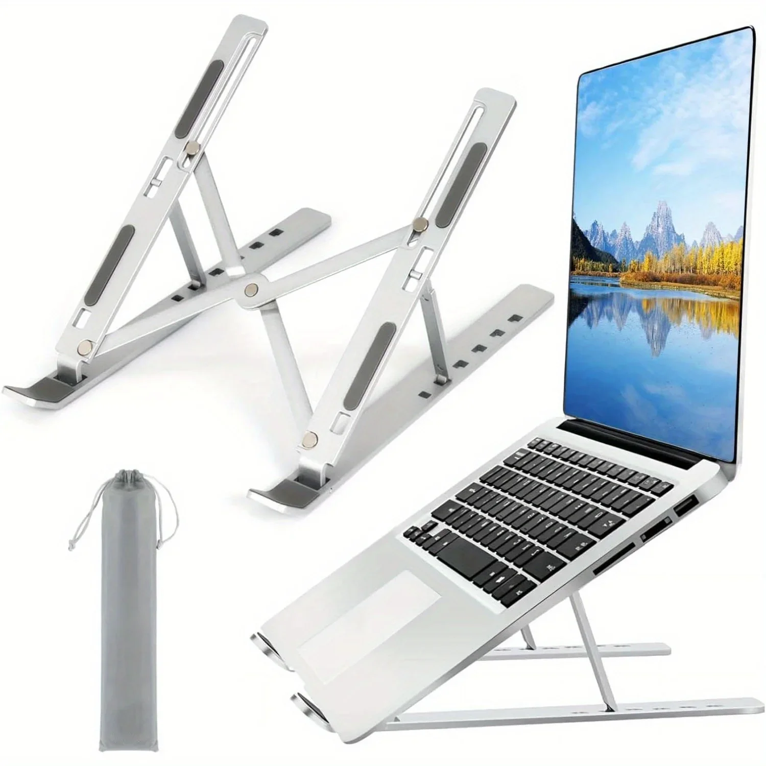 Desk Setup Riser - Foldable Aluminum Laptop Riser Ergonomic Cooling