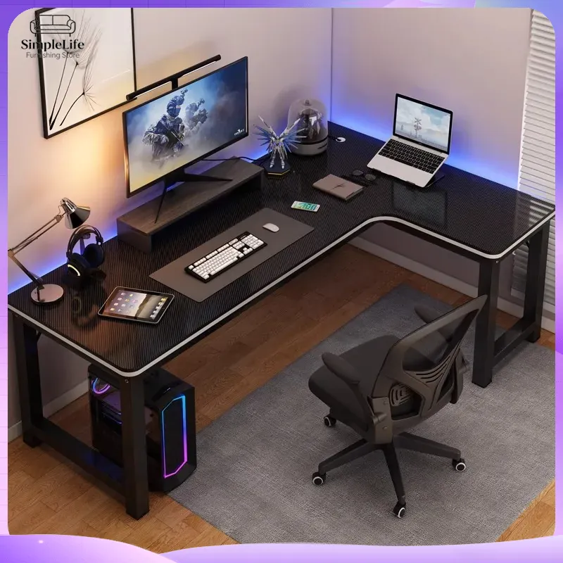 Desk Setup Dual Monitor - Corner Gaming Desk Computer Desk for