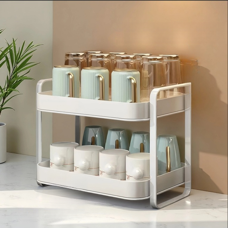 Desk Setup Shelf - 2 Tier Cup Organizer Rack Mug