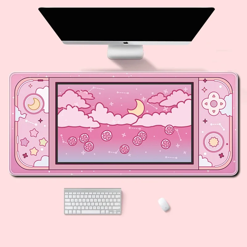 Desk Setup Accessories Aesthetic - Moon and Stars Large Desk Mat