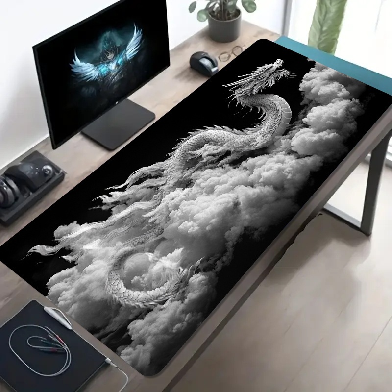 Black and White Dragon Gaming  - đánh giá và giá Desk Setup Black And White