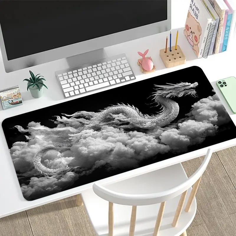 Black and White Dragon Gaming  - đánh giá và giá Desk Setup Black And White