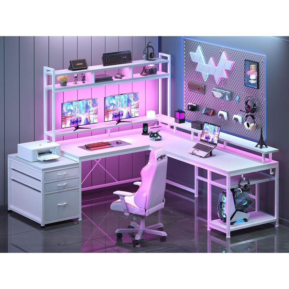 104-inch L-Shaped Desk for Dua - đánh giá và giá Desk Setup Dual Monitor