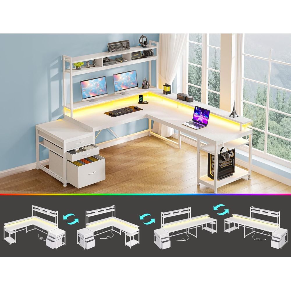 104-inch L-Shaped Desk for Dua - đánh giá và giá Desk Setup Dual Monitor