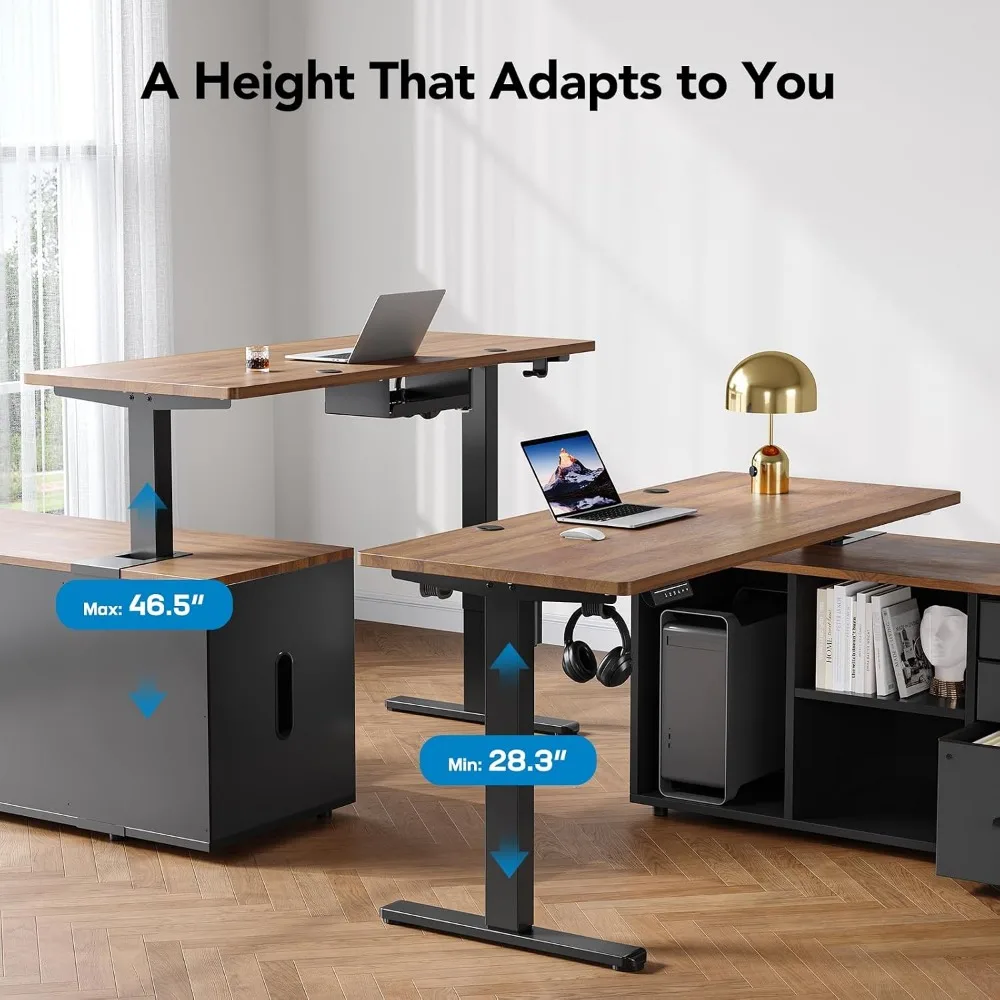 HUANUO 55 Inch L Shaped Standi - đánh giá và giá Desk Setup L Shaped