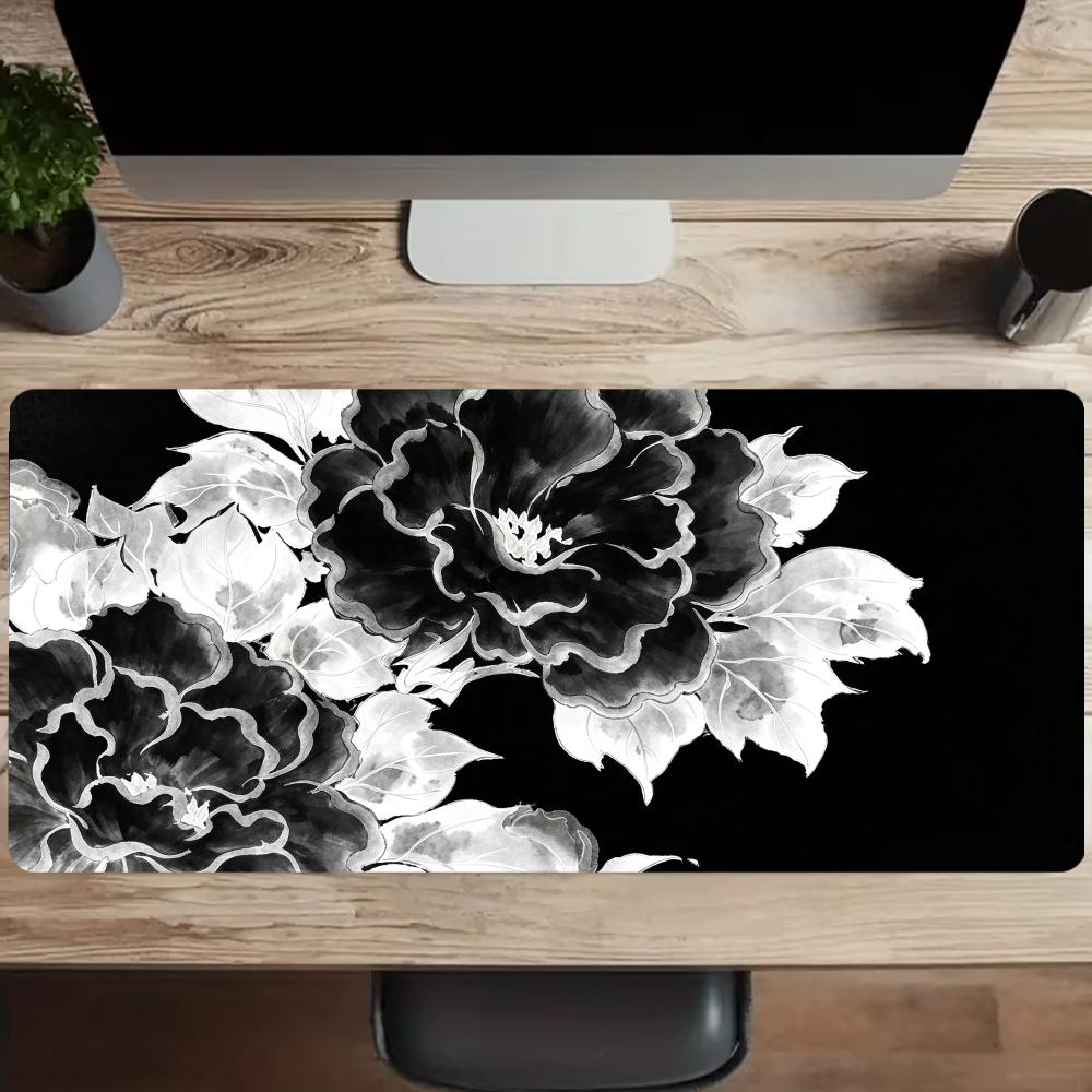 Black and White Ink Dyed Peony - đánh giá và giá Desk Setup Black And White