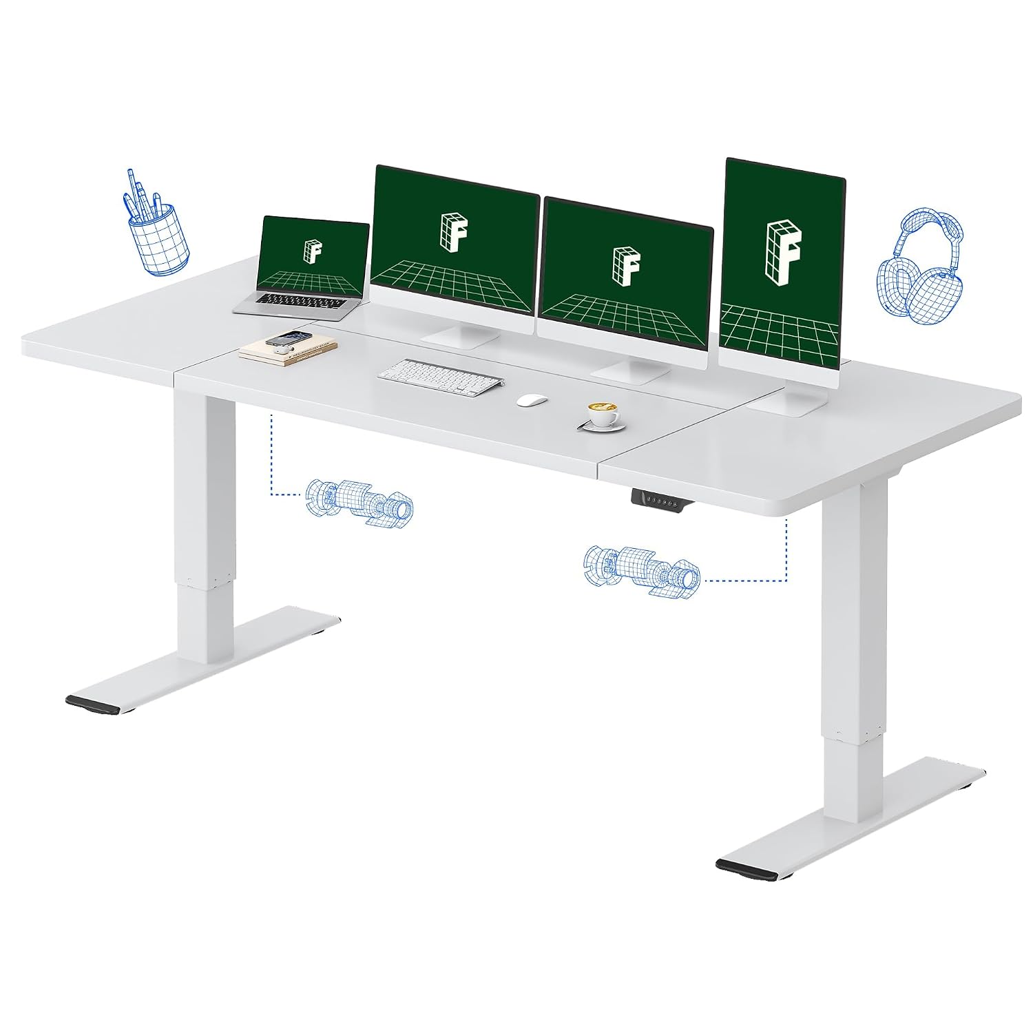Large Dual Motor Electric Stan - đánh giá và giá Desk Setup Dual Monitor