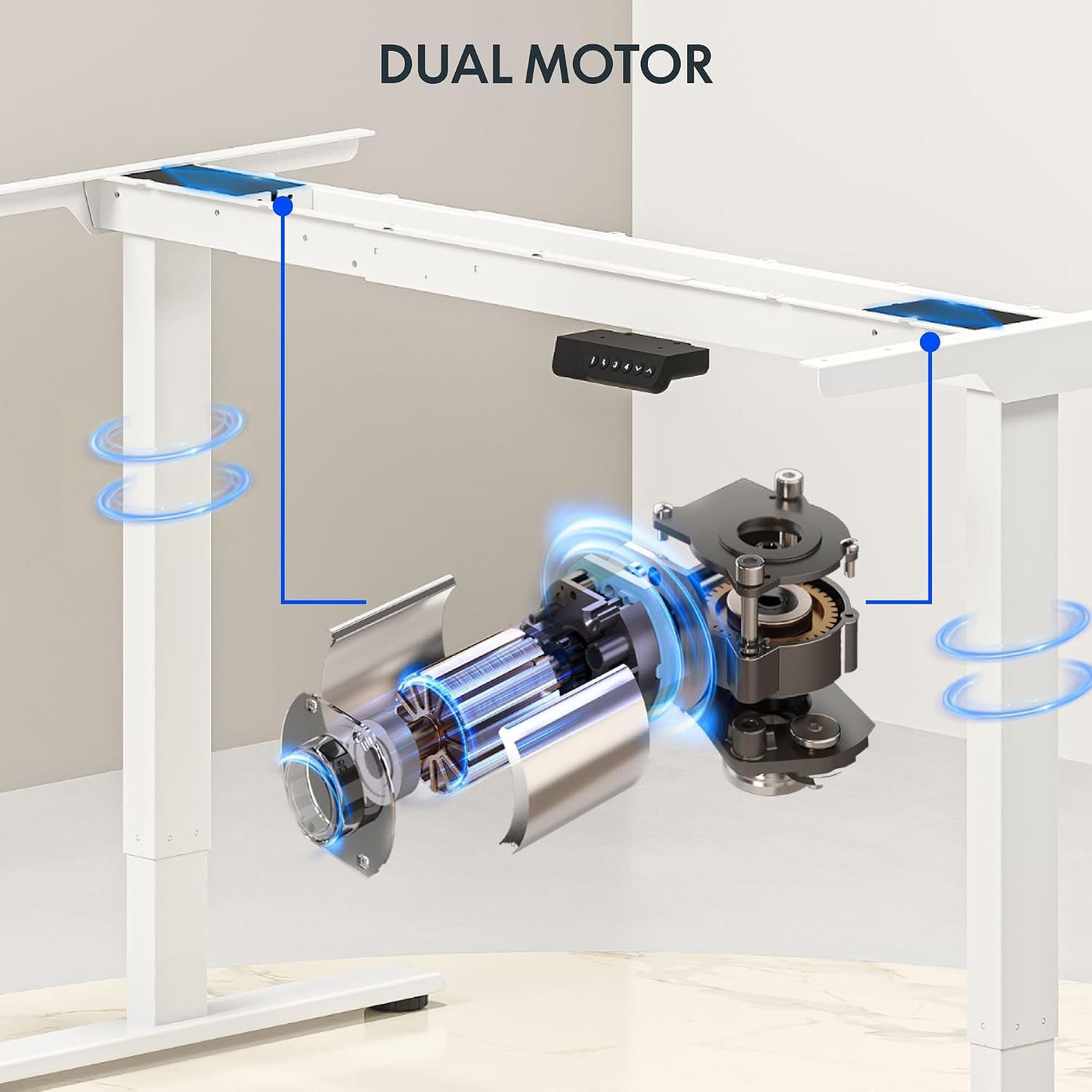 Large Dual Motor Electric Stan - đánh giá và giá Desk Setup Dual Monitor