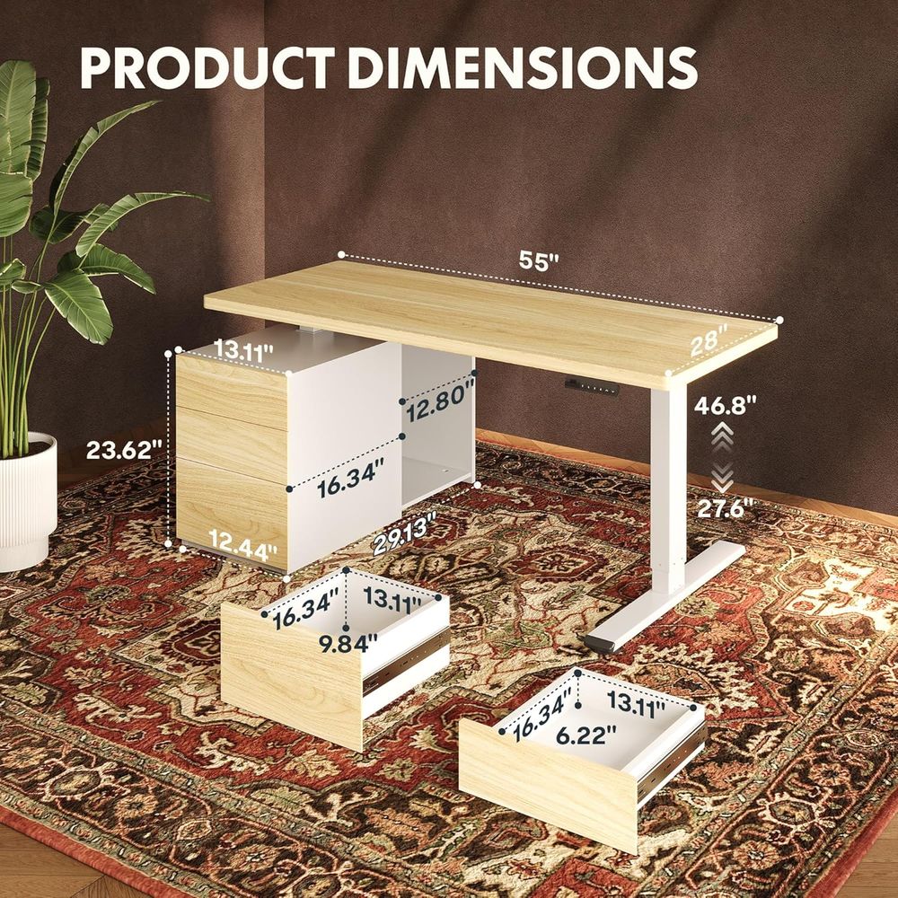 55 Large Dual Motor Standing D - đánh giá và giá Desk Setup Dual Monitor