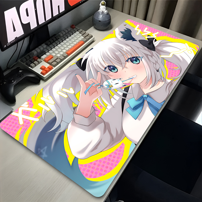 Shirakami Fubuki Mouse Pad Lap - đánh giá và giá Desk Setup Black And White