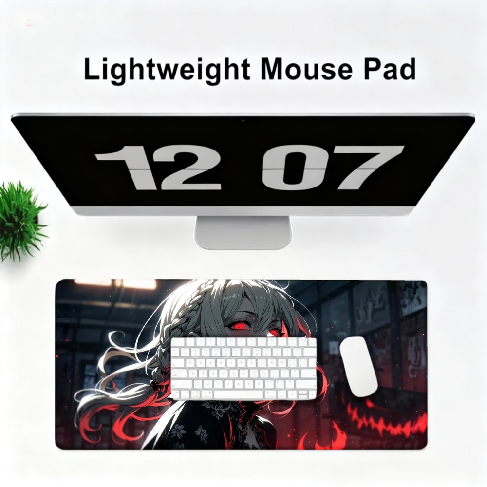 An anime girl with red flames  - đánh giá và giá Desk Setup Designer