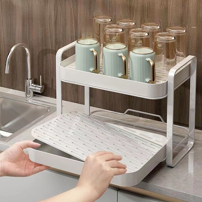 2 Tier Cup Organizer Rack Mug  - đánh giá và giá Desk Setup Shelf