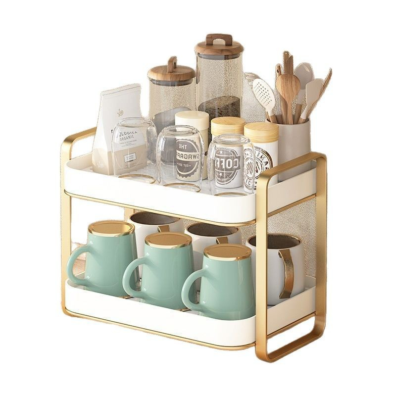 2 Tier Cup Organizer Rack Mug  - đánh giá và giá Desk Setup Shelf