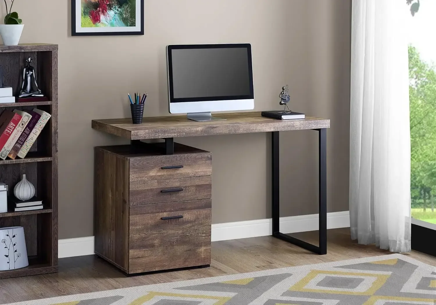 Computer Desk with File Cabine - đánh giá và giá Desk Setup L Shaped