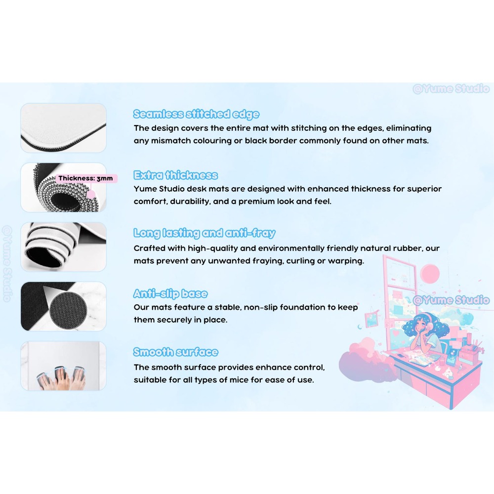 Aesthetic Pastel Desk Mat for  - đánh giá và giá Desk Setup Accessories Aesthetic