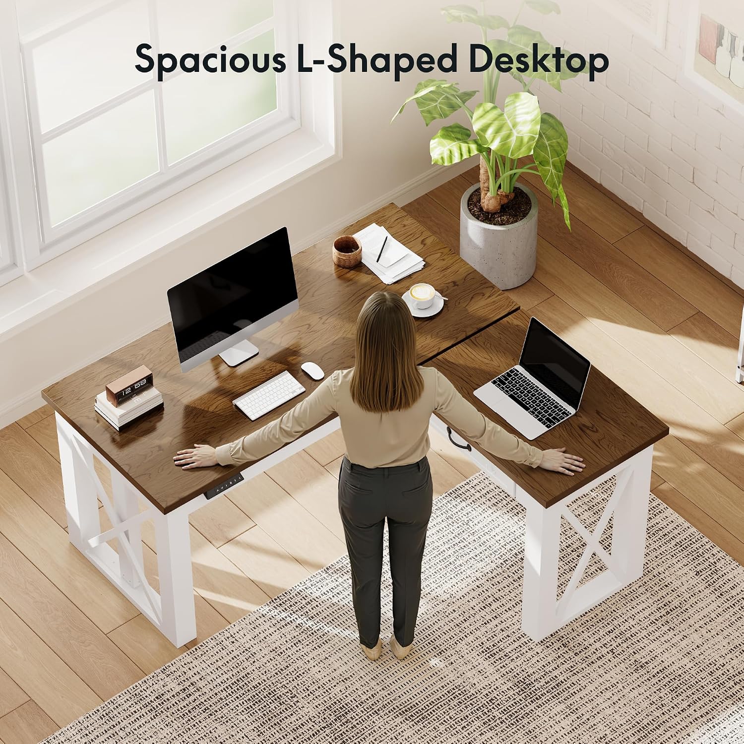 L Shaped Standing Desk with Dr - đánh giá và giá Desk Setup L Shaped