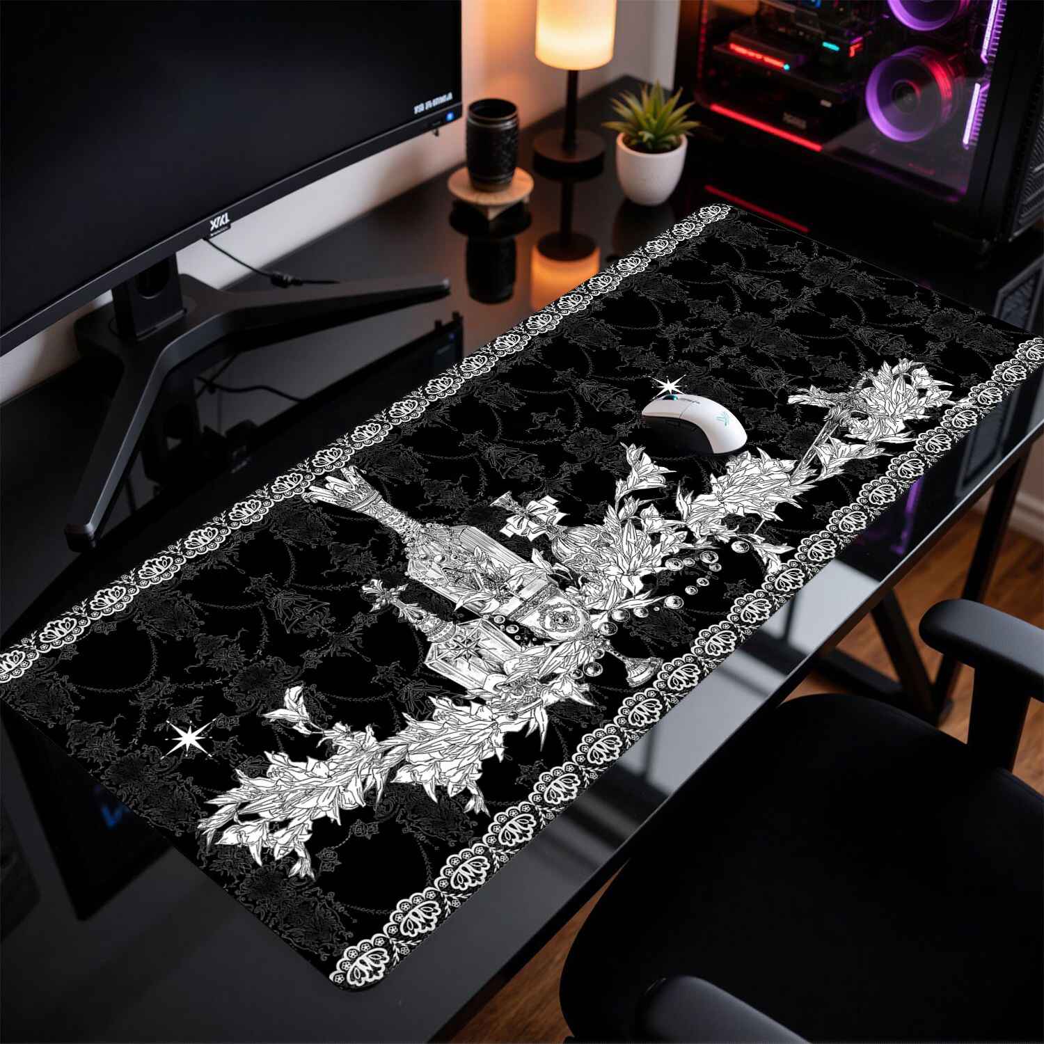Divine Realm Gothic Building M - đánh giá và giá Desk Setup Rug