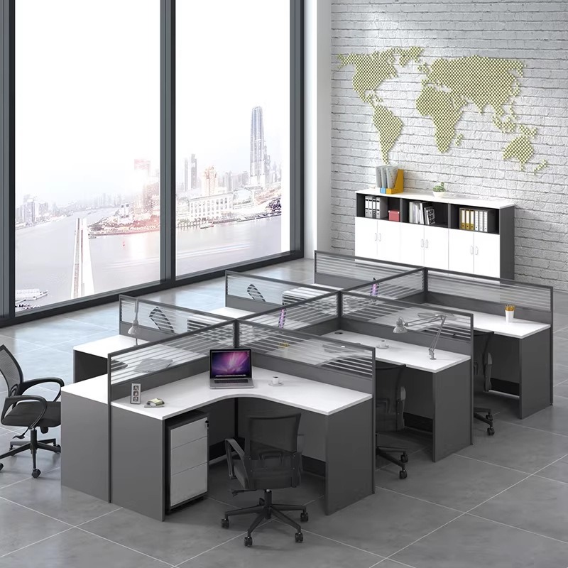 White Office Desk for 2 4 or 6 - đánh giá và giá Desk Setup L Shaped