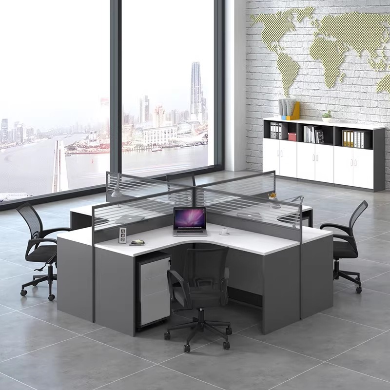 White Office Desk for 2 4 or 6 - đánh giá và giá Desk Setup L Shaped