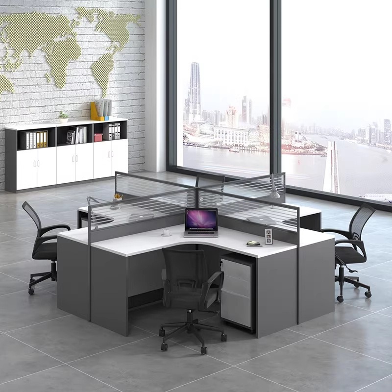 White Office Desk for 2 4 or 6 - đánh giá và giá Desk Setup L Shaped