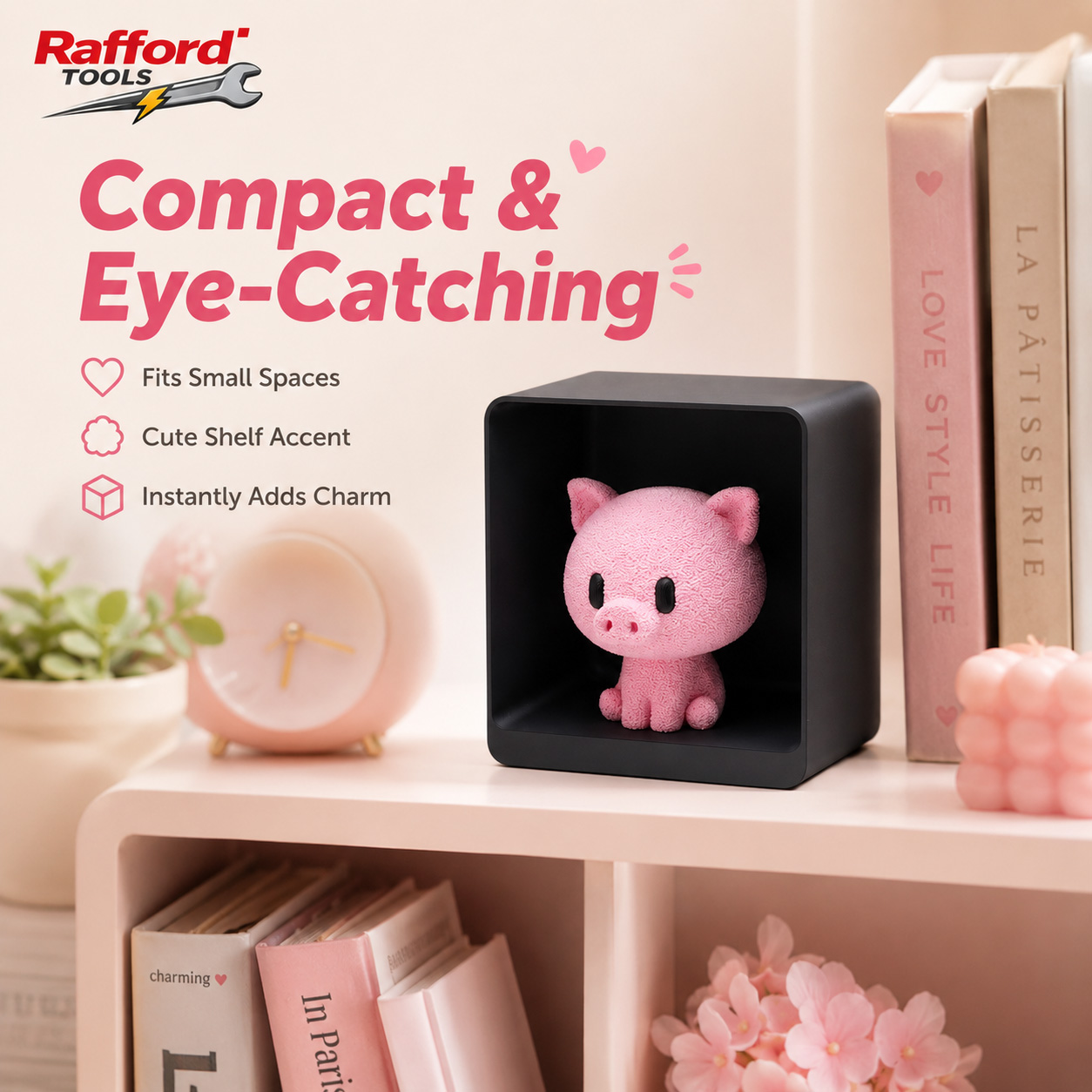 Rafford Cute Flocked Pink Pig  - đánh giá và giá Desk Setup Shelf