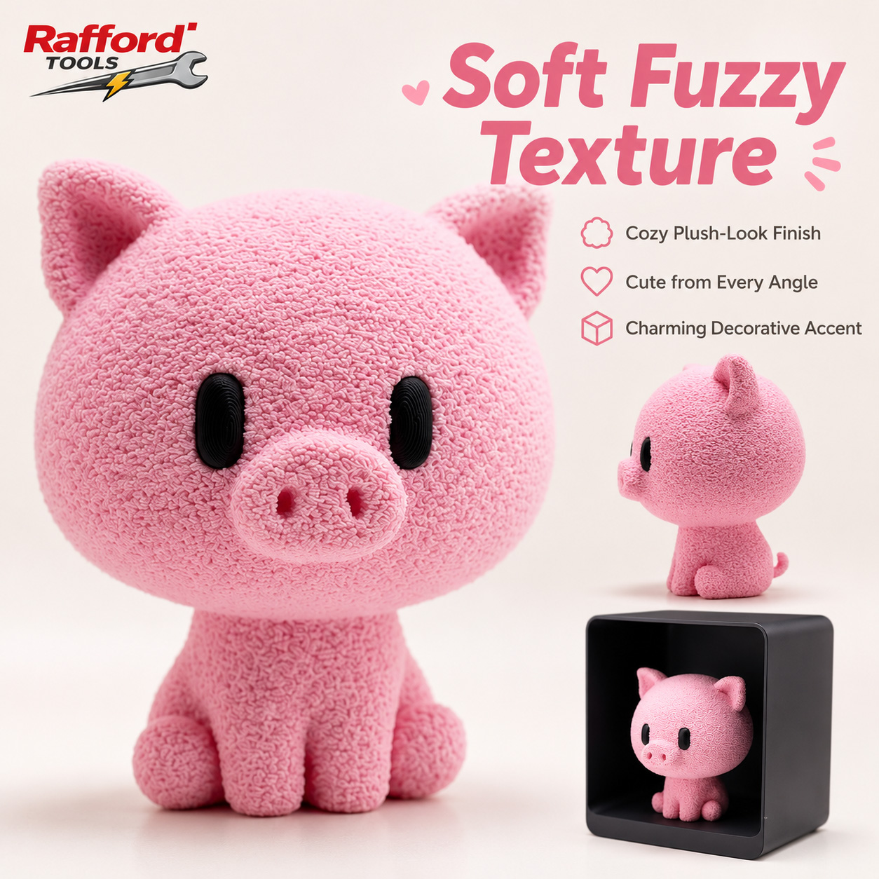 Rafford Cute Flocked Pink Pig  - đánh giá và giá Desk Setup Shelf