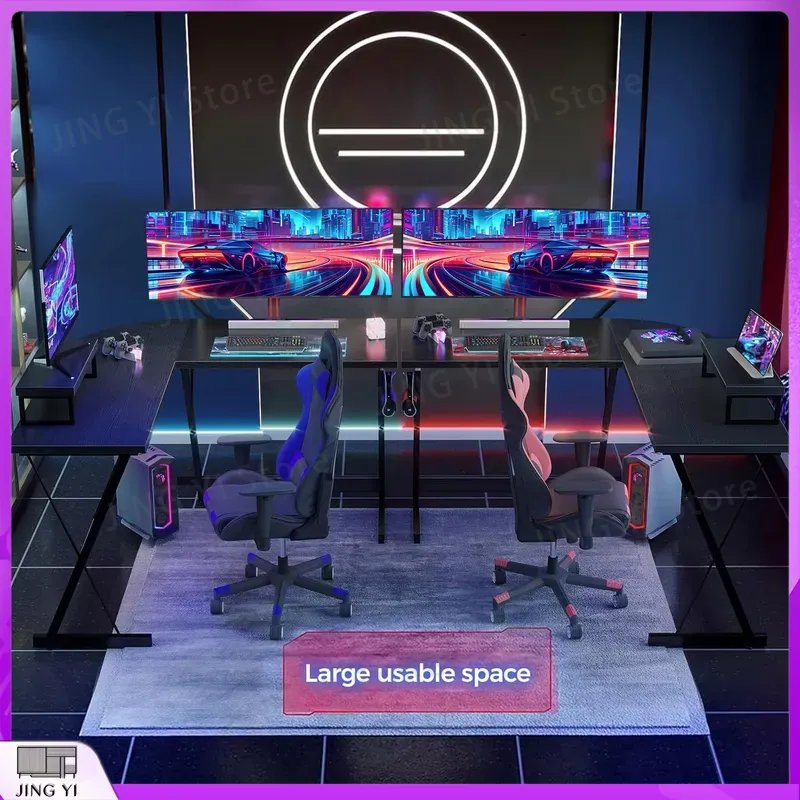 L Shaped Gaming Desk with Moni - đánh giá và giá Desk Setup L Shaped