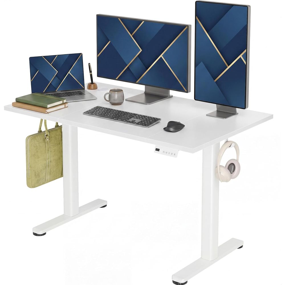 Motorized Adjustable Desk 48x2 - đánh giá và giá Desk Setup Dual Monitor