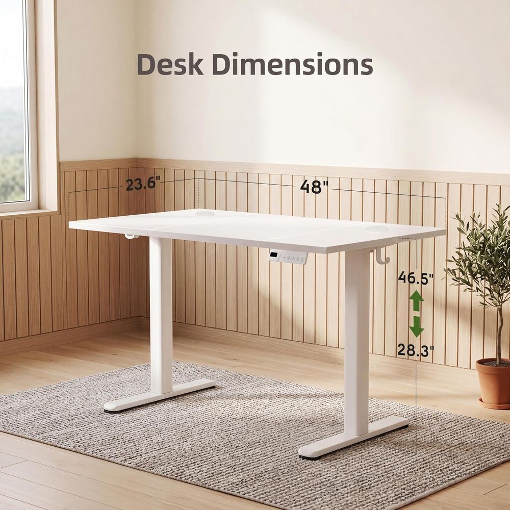 Motorized Adjustable Desk 48x2 - đánh giá và giá Desk Setup Dual Monitor