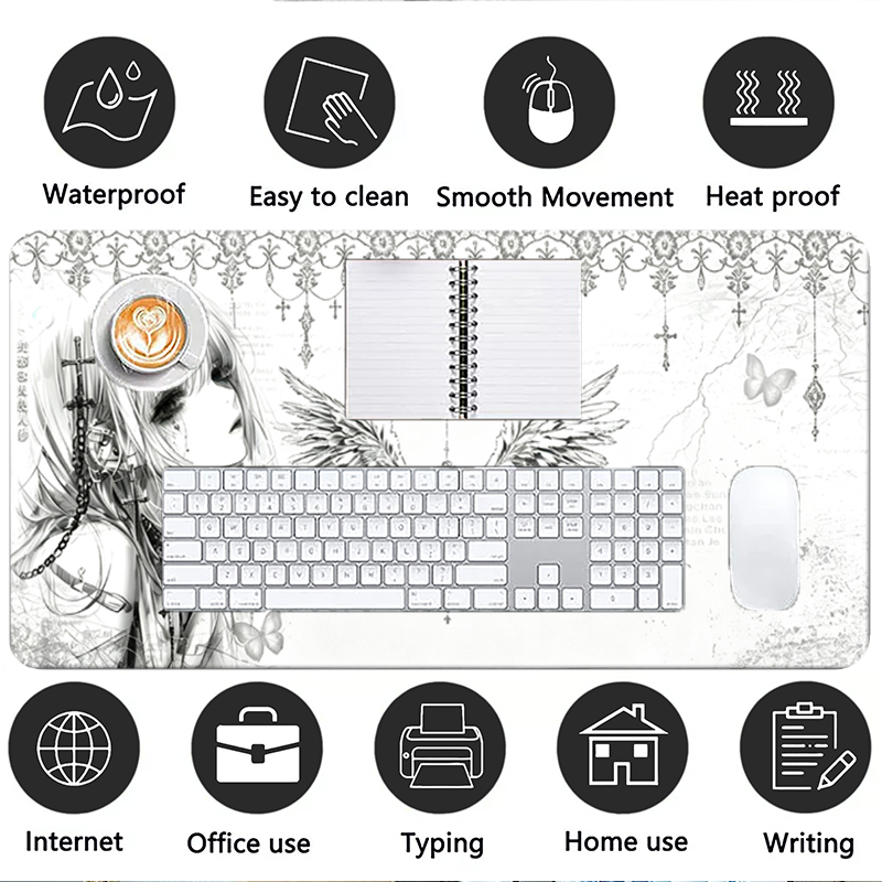 Leather Mousepad Black White A - đánh giá và giá Desk Setup Rug