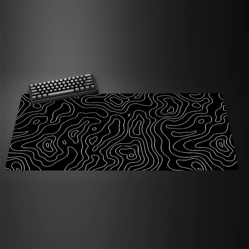 Topographic Map Large Gaming M - đánh giá và giá Desk Setup Black And White