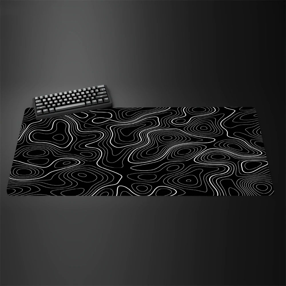 Topographic Map Large Gaming M - đánh giá và giá Desk Setup Black And White
