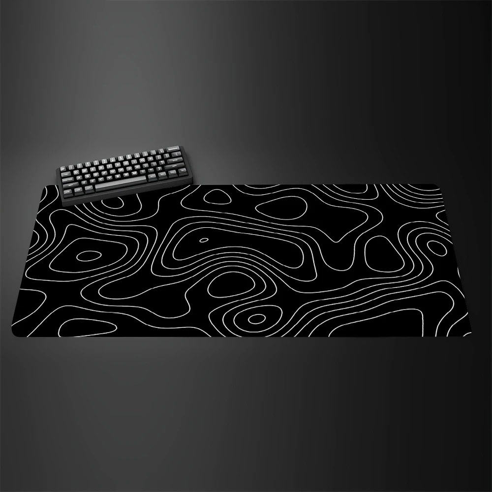 Topographic Map Large Gaming M - đánh giá và giá Desk Setup Black And White