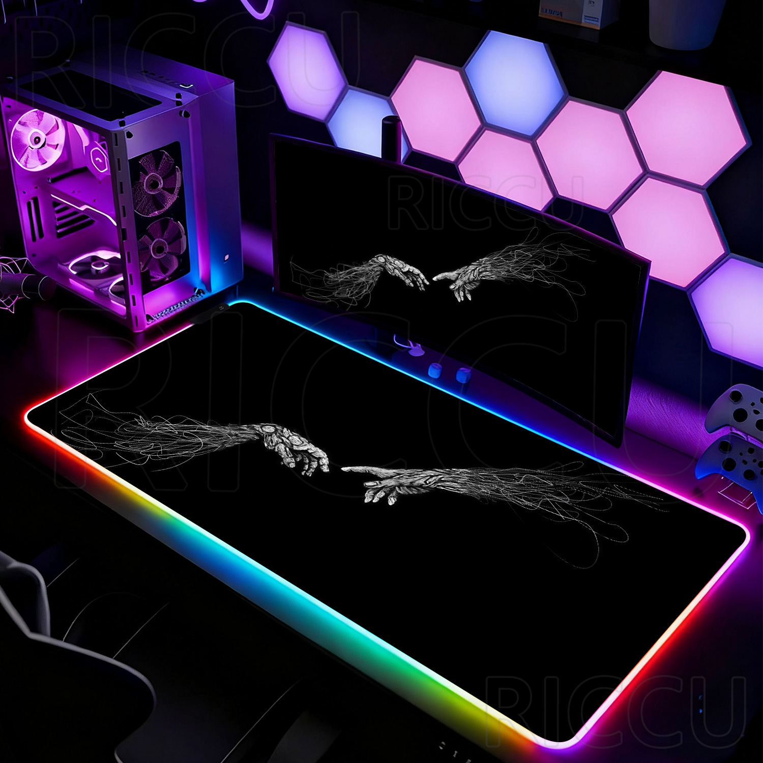 RGB XXL HD Large Black White G - đánh giá và giá Desk Setup Black And White