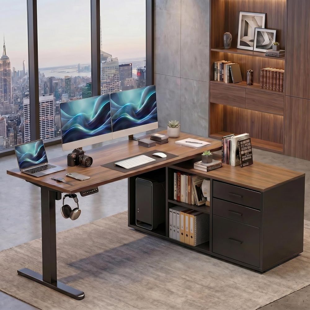 55 Inch L Shaped Standing Desk - đánh giá và giá Desk Setup L Shaped