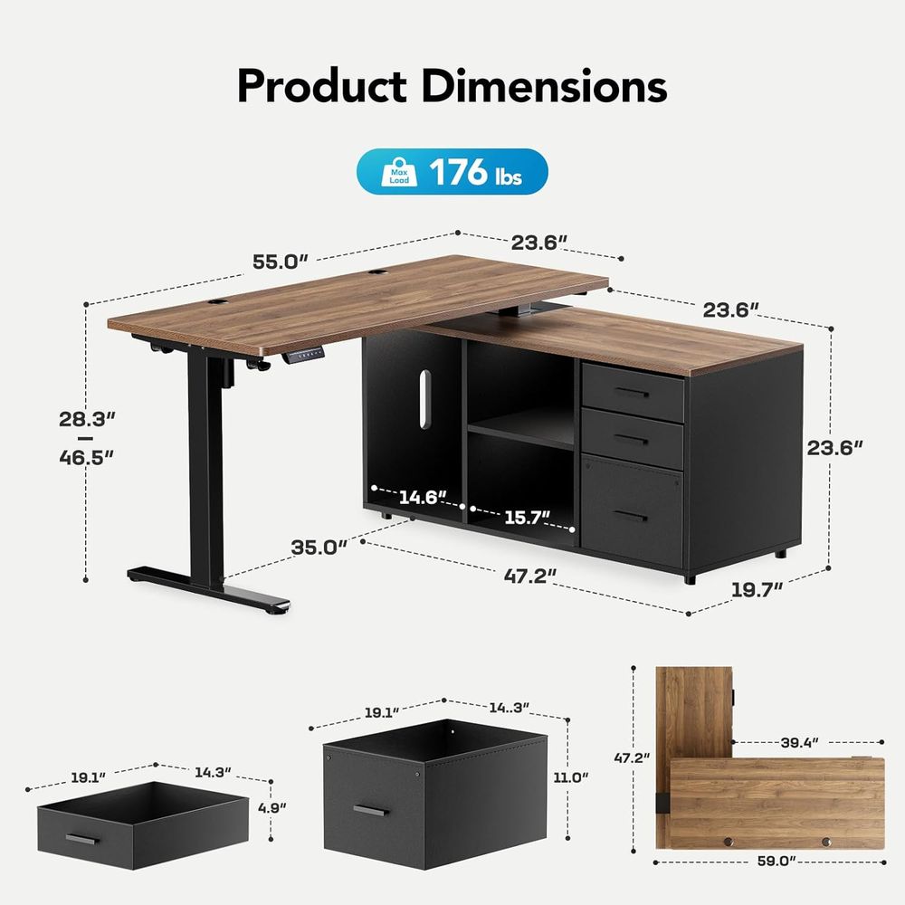 55 Inch L Shaped Standing Desk - đánh giá và giá Desk Setup L Shaped