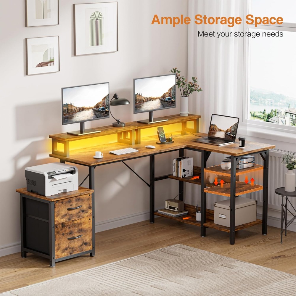 Office Desk with File Drawers& - đánh giá và giá Desk Setup Corner